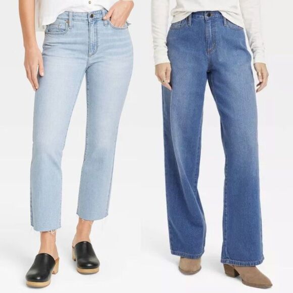 Universal Thread Denim - Target Universal Thread Jean Bundle Wide Leg Cropped Raw Hem 3 Piece Denim